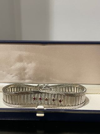 Pulsera Vintage Plata y Oro con Rubíes