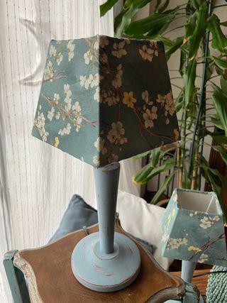 Pareja Lamparas en azul claro Shabby Chic oriental