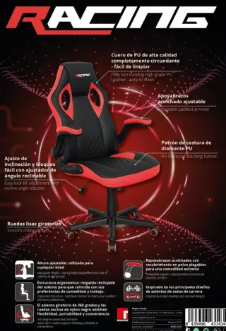 Silla Gaming Polipiel RACING  Falta 1 brazo.