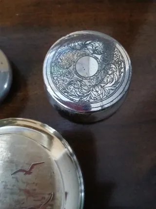 Set 3 scatoline argento e peltro