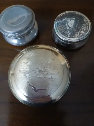 Set 3 scatoline argento e peltro