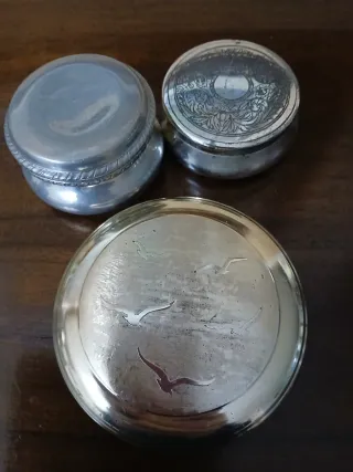 Set 3 scatoline argento e peltro