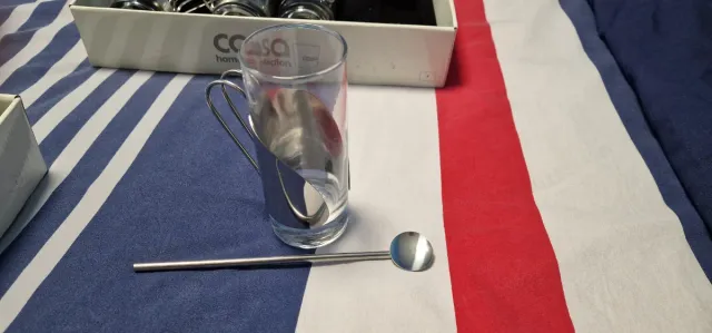 Juego 8 tazas té cristal y metal