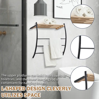 Estante de Pared en Forma de L con Doble Barra