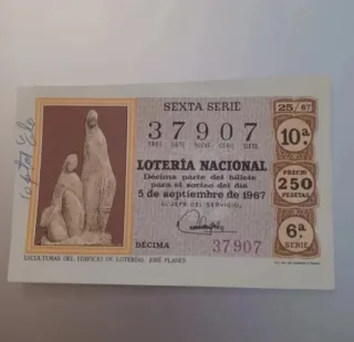 Décimos Lotería Nacional años 70-80