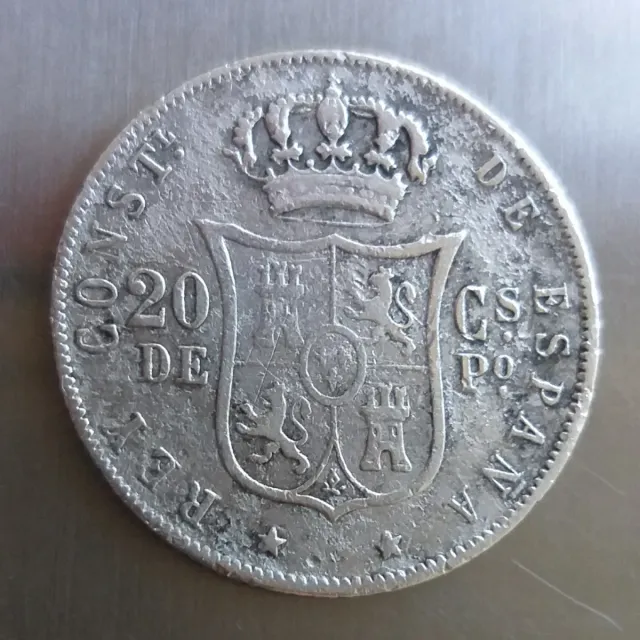 Escasa Moneda Plata 20 Centavos Peso 1881.