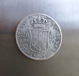 Escasa Moneda Plata 20 Centavos Peso 1881.