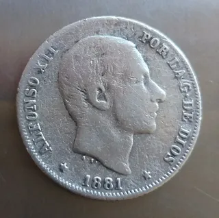 Escasa Moneda Plata 20 Centavos Peso 1881.