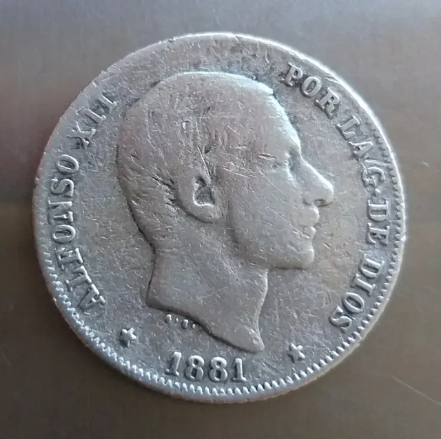 Escasa Moneda Plata 20 Centavos Peso 1881.