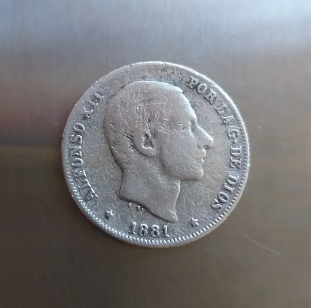 Escasa Moneda Plata 20 Centavos Peso 1881.