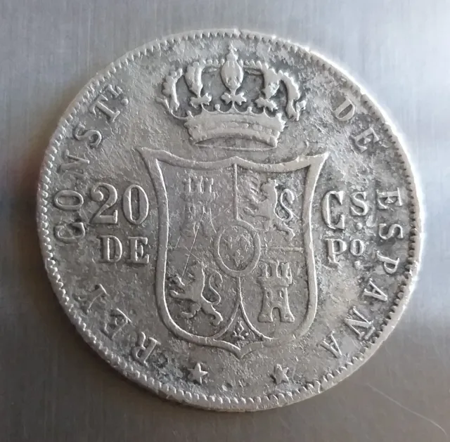 Escasa Moneda Plata 20 Centavos Peso 1881.