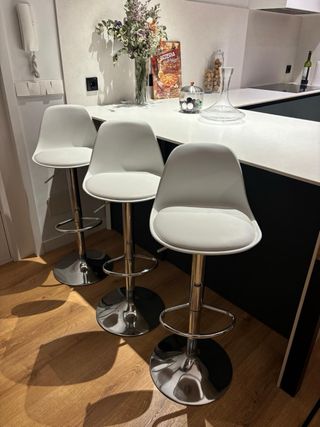 2 Taburetes de Cocina Extensibles Blancos