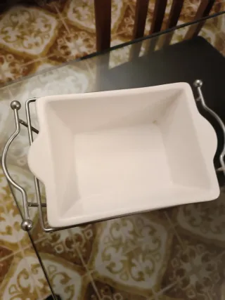 Porta dolci in ceramica e acciaio