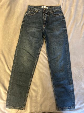 Zara Jeans Azules Rectos Mujer