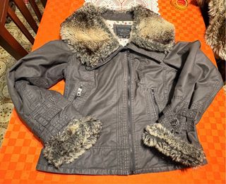 Giacca con  Pelliccia - Grigio Antracite.Taglia M