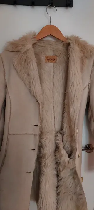 Chaqueta piel vuelta beige