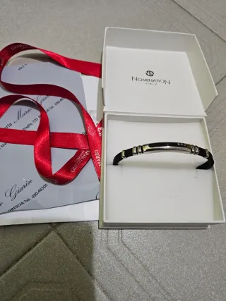 Brazalete Nomination Hombre Negro/Plata