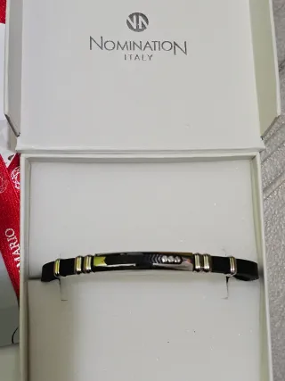Brazalete Nomination Hombre Negro/Plata