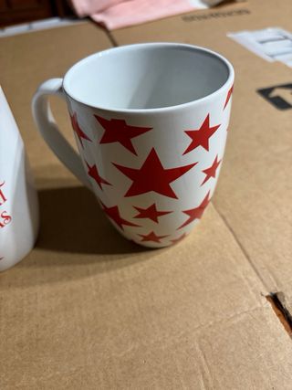 Set 3 Tazze Ceramica Bianche Rosse Natale