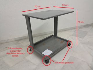 MESA, BASE o BANCO DE TRABAJO de ACERO con RUEDAS.