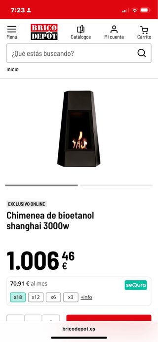 Estufa de bioetanol negra