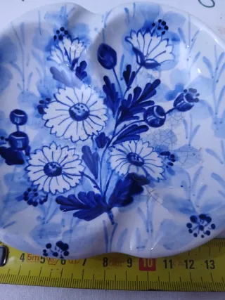 Posacenere Deruta vintage fiori blu