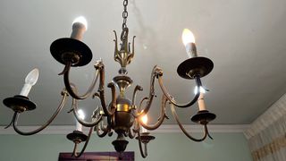 Lámpara de comedor vintage metal madera