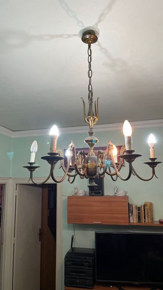 Lámpara de comedor vintage metal madera