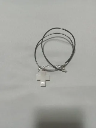 Colgante Cruz Lotus Hombre Plata Negro