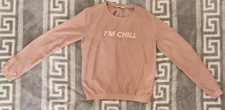 Sudadera Bershka rosa I'm Chill Talla M