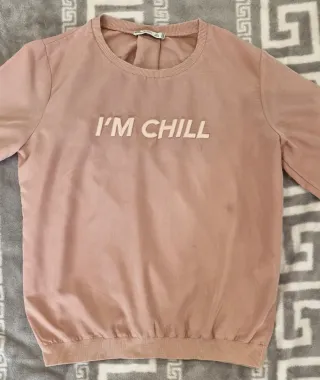 Sudadera Bershka rosa I'm Chill Talla M