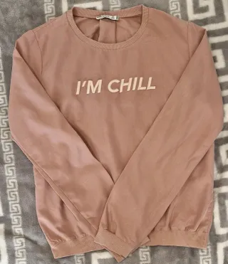 Sudadera Bershka rosa I'm Chill Talla M