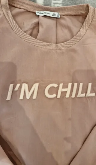 Sudadera Bershka rosa I'm Chill Talla M