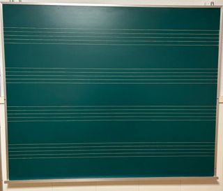 Pizarra yeso pentagrama.