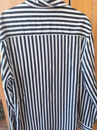 Camisa Homem Bershka XL Riscas Preto/Branco