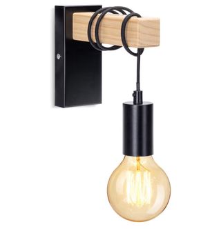 Lámpara Pared de Madera y Metal modelo Rústica