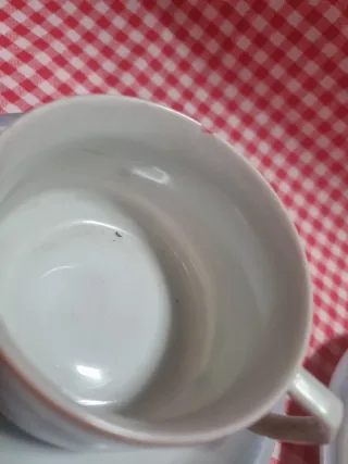 Juego 3 tazas y platos porcelana antigua