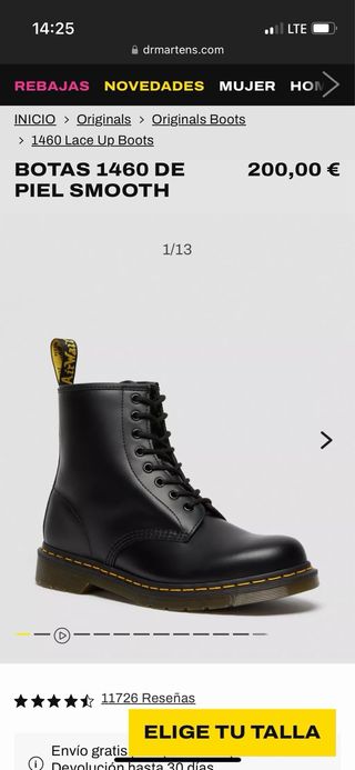 Botas Dr. Martens 1460 Black Smooth