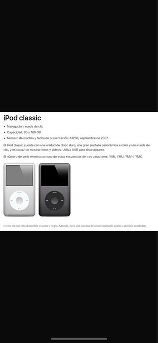 iPod Classic 80GB negro