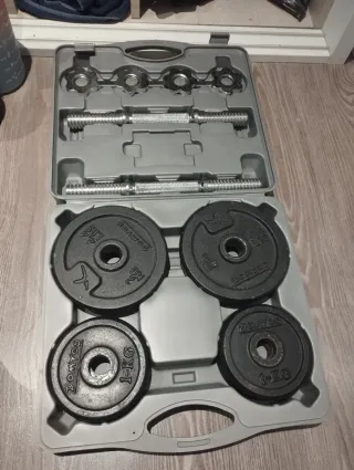 Maletín Mancuernas Decathlon 20kg Discos 2kg barra