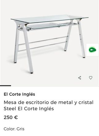 Mesa Escritorio Cristal y Metal El Corte Inglés