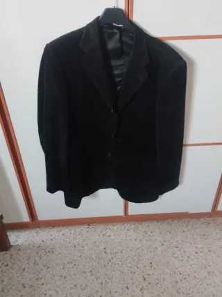 Chaqueta pana negra hombre