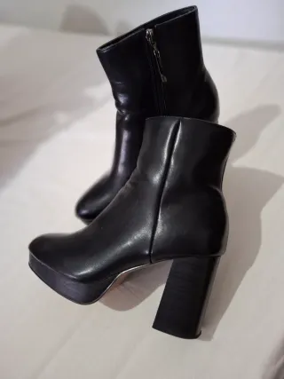 Botines Esfera Plataforma Tacón Negro Talla 38