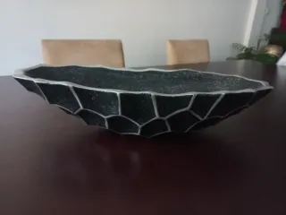 Terrina centro de mesa preta e prata