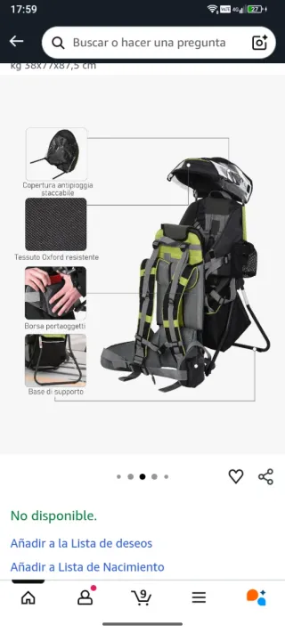 HOMCOM Mochila Portabebés Plegable