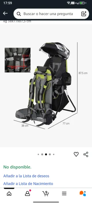 HOMCOM Mochila Portabebés Plegable