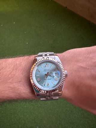 Reloj Seiko Datejust Azul y Plateado