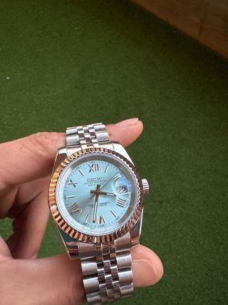 Reloj Seiko Datejust Azul y Plateado