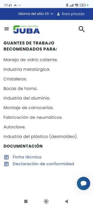 Guantes de calor Juba 5700 Talla 10