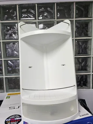 Mueble esquinero baño blanco